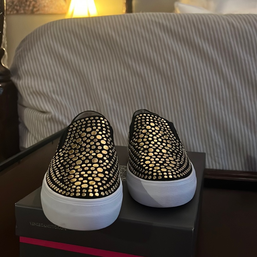 Vince Camuto Black Suede with Gold Sneakers